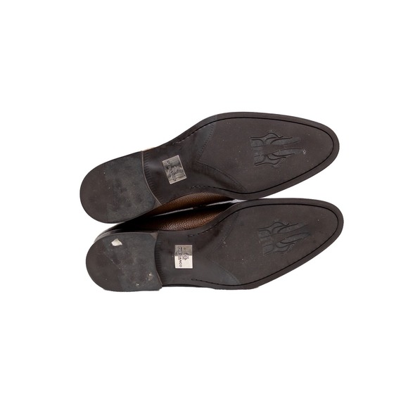 Di Bianco SPQR Men's Brera' Brown Pebble Grained Leather Loafers – Size US 12 - Picture 9 of 13